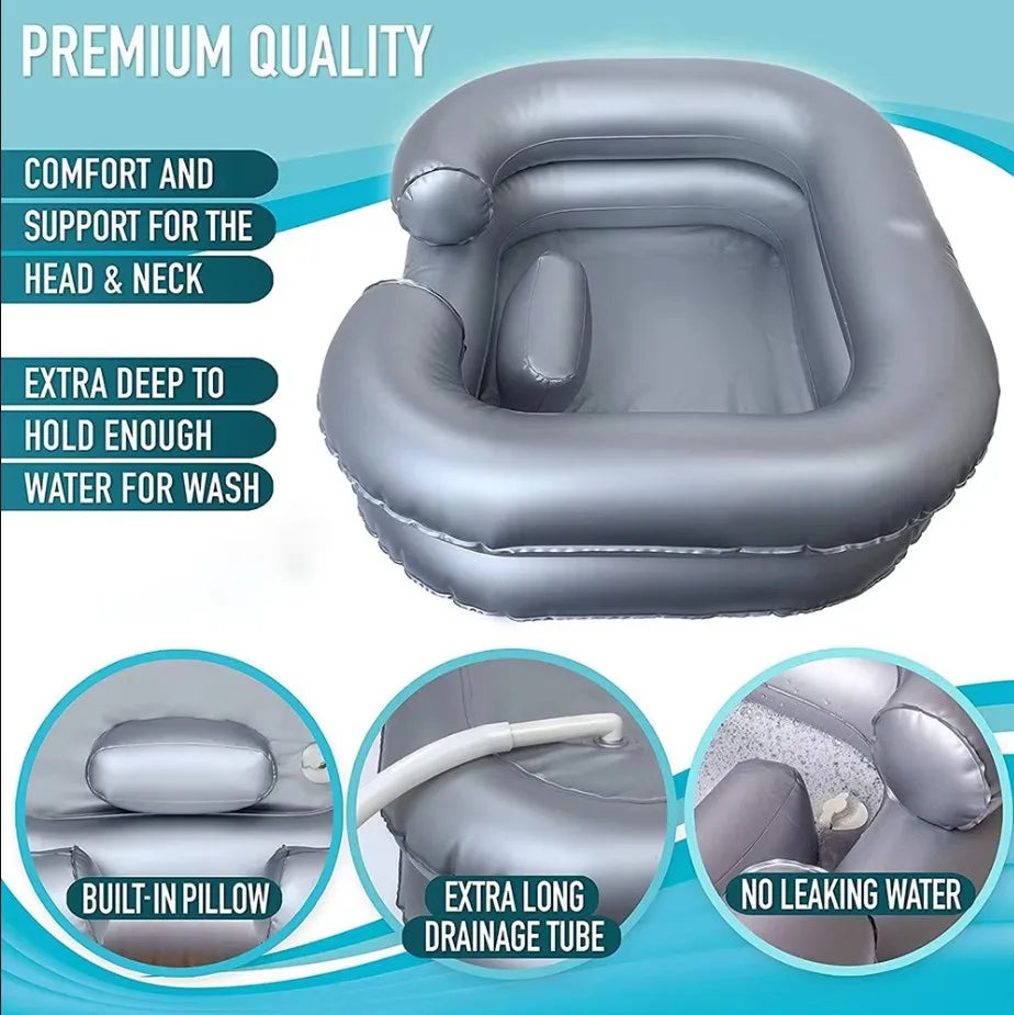 Inflatable Bedside Shampoo Basin for Easy Hair Washing