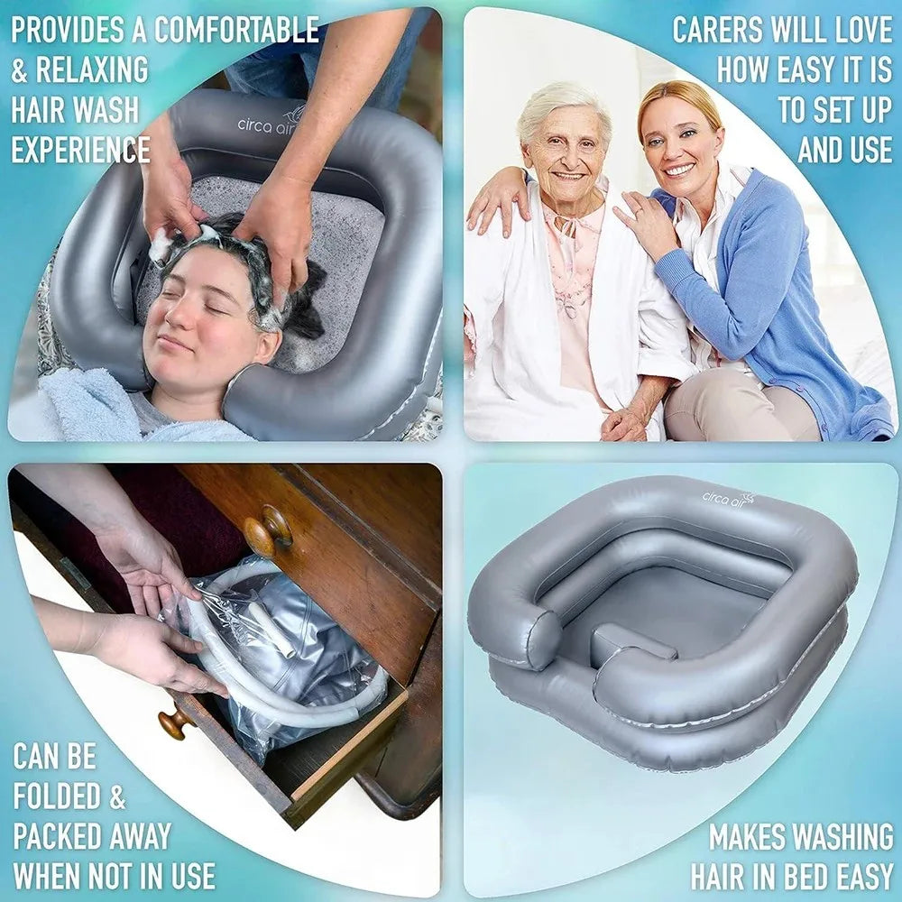 Inflatable Bedside Shampoo Basin for Easy Hair Washing