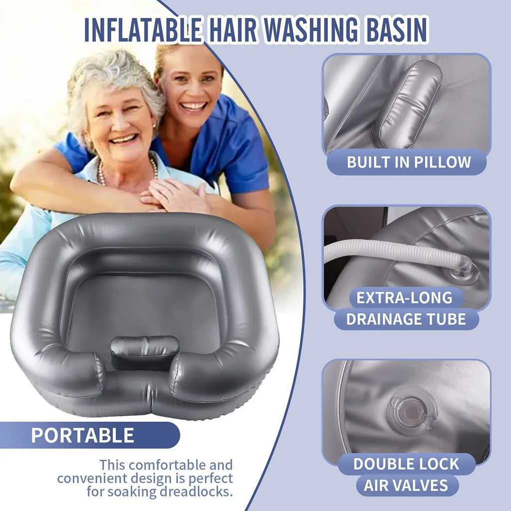 Inflatable Bedside Shampoo Basin for Easy Hair Washing